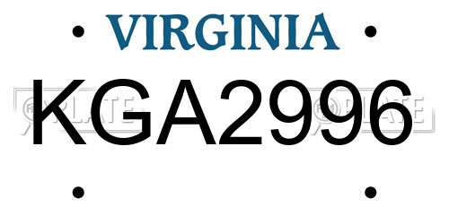 KGA2996 Virginia License Plate