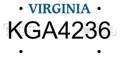 KGA4236 Virginia License Plate