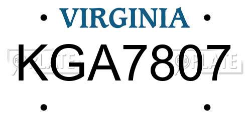 KGA7807 Virginia License Plate