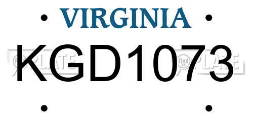 KGD1073 Virginia License Plate