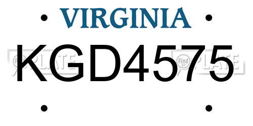 KGD4575 Virginia License Plate