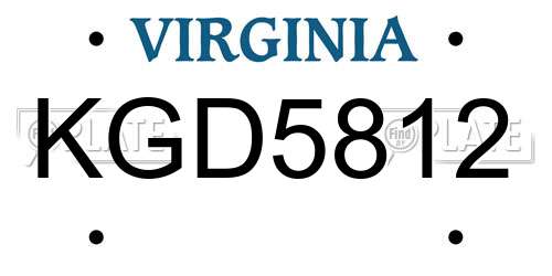 KGD5812 Virginia License Plate
