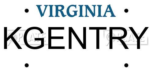 KGENTRY Virginia License Plate
