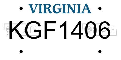 KGF1406 Virginia License Plate