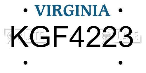 KGF4223 Virginia License Plate
