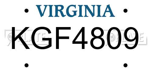 KGF4809 Virginia License Plate