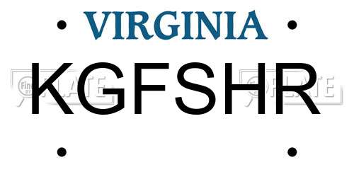 KGFSHR Virginia License Plate