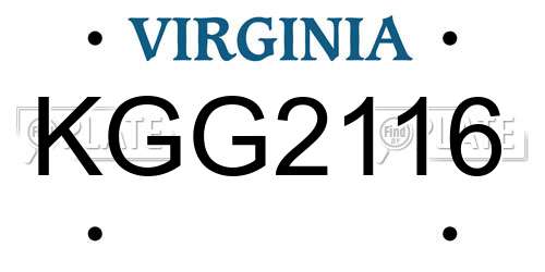 KGG2116 Virginia License Plate