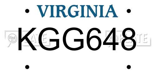 KGG648 Virginia License Plate