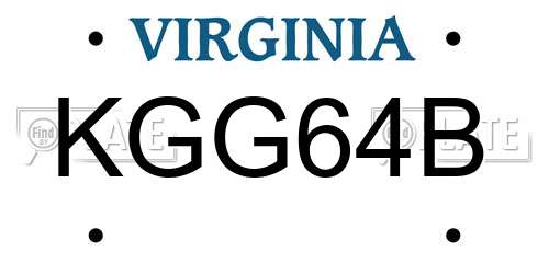 KGG64B Virginia License Plate