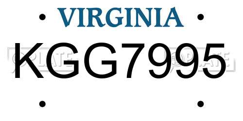 KGG7995 Virginia License Plate