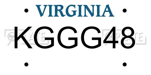 KGGG48 Virginia License Plate