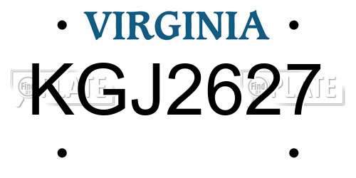 KGJ2627 Virginia License Plate