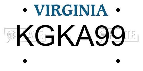 KGKA99 Virginia License Plate