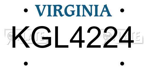 KGL4224 Virginia License Plate