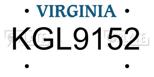 KGL9152 Virginia License Plate