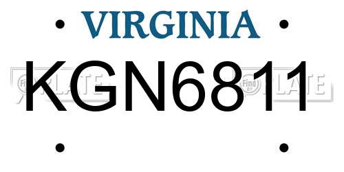 KGN6811 Virginia License Plate