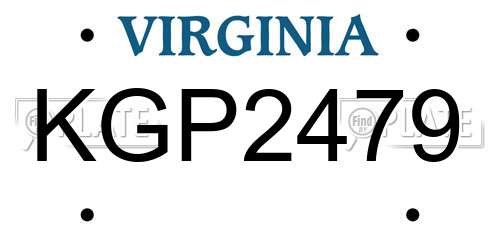 KGP2479 Virginia License Plate