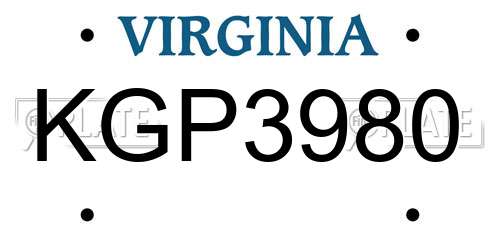 KGP3980 Virginia License Plate