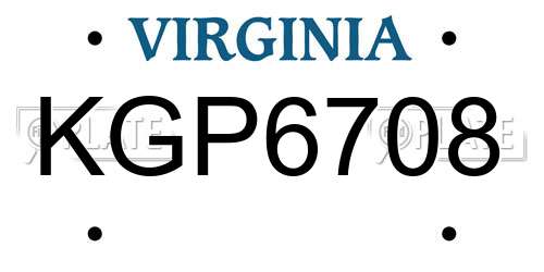 KGP6708 Virginia License Plate