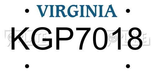 KGP7018 Virginia License Plate