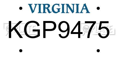 KGP9475 Virginia License Plate