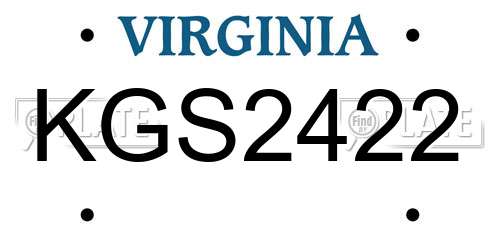 KGS2422 Virginia License Plate