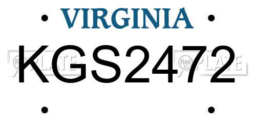 KGS2472 Virginia License Plate