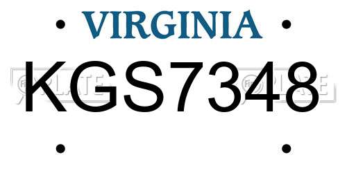 KGS7348 Virginia License Plate