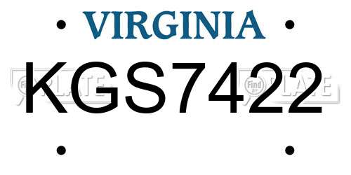 KGS7422 Virginia License Plate