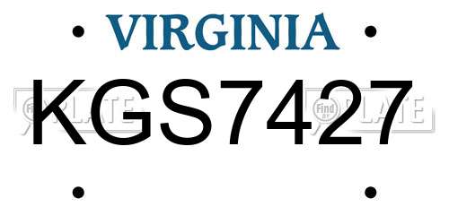 KGS7427 Virginia License Plate