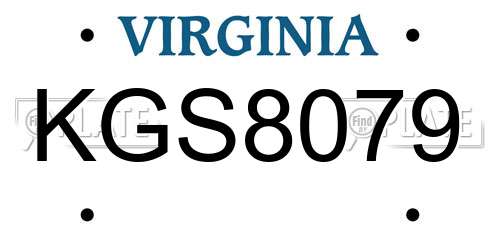 KGS8079 Virginia License Plate