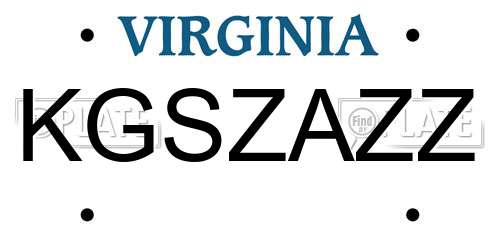 KGSZAZZ Virginia License Plate