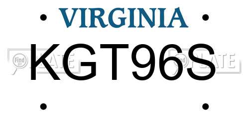 KGT96S Virginia License Plate