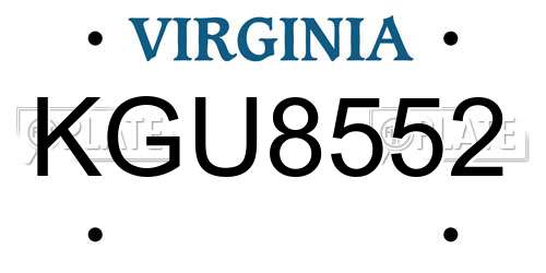 KGU8552 Virginia License Plate
