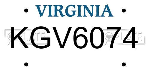 KGV6074 Virginia License Plate