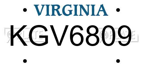 KGV6809 Virginia License Plate