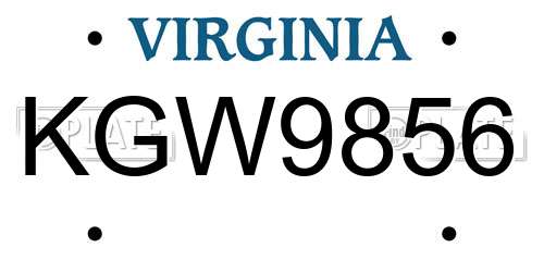 KGW9856 Virginia License Plate