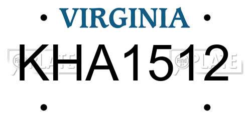 KHA1512 Virginia License Plate
