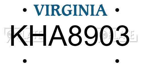 KHA8903 Virginia License Plate