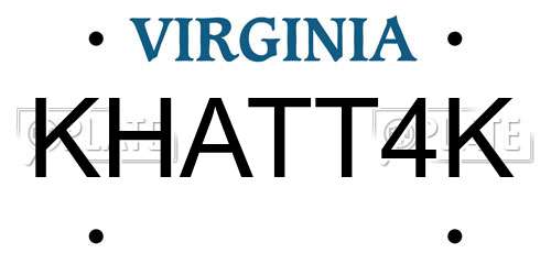 KHATT4K Virginia License Plate