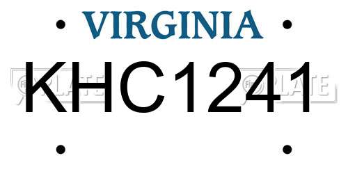 KHC1241 Virginia License Plate