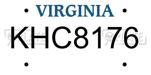KHC8176 Virginia License Plate