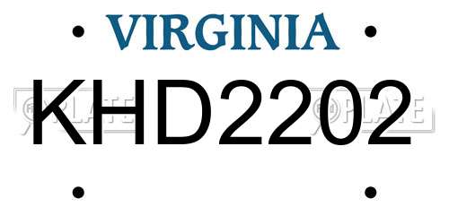 KHD2202 Virginia License Plate