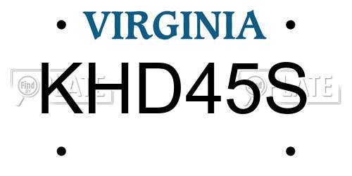 KHD45S Virginia License Plate