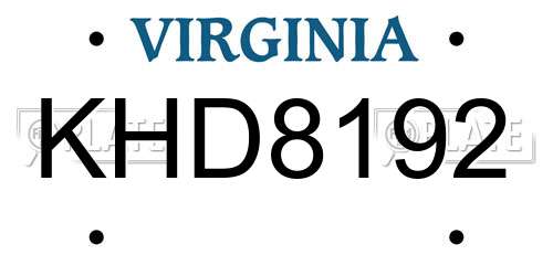 KHD8192 Virginia License Plate