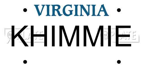 KHIMMIE Virginia License Plate