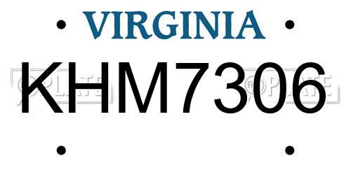 KHM7306 Virginia License Plate