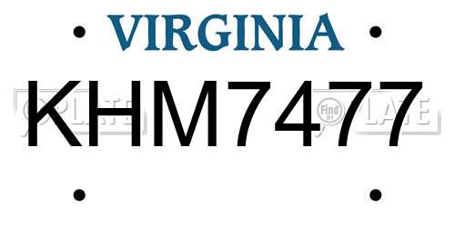 KHM7477 Virginia License Plate