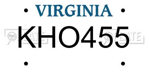 KHO455 Virginia License Plate